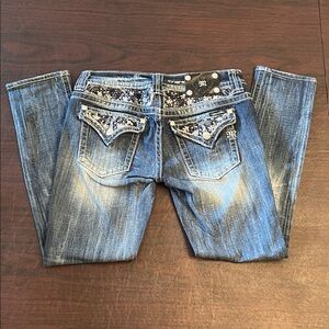 Miss Me Embellished Boot Cut Blue Jeans Size 29